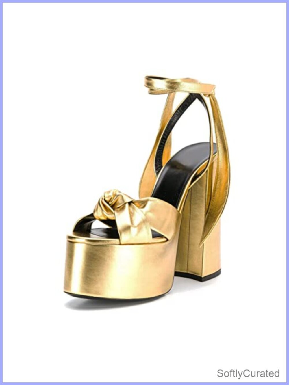 Metallic Lace Up Platform Heeled Sandals Open Toe Slingback Ankle Strap Party